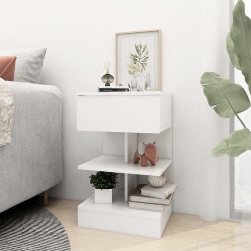 NNEVL Bedside Cabinet White 40x35x65 cm Chipboard
