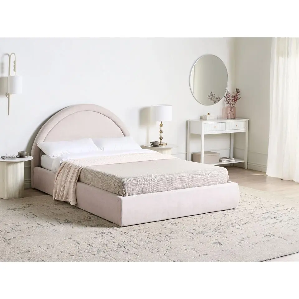 MOUZON - Bed met opbergruimte - Lichtbeige - 140 x 200 cm - Stof