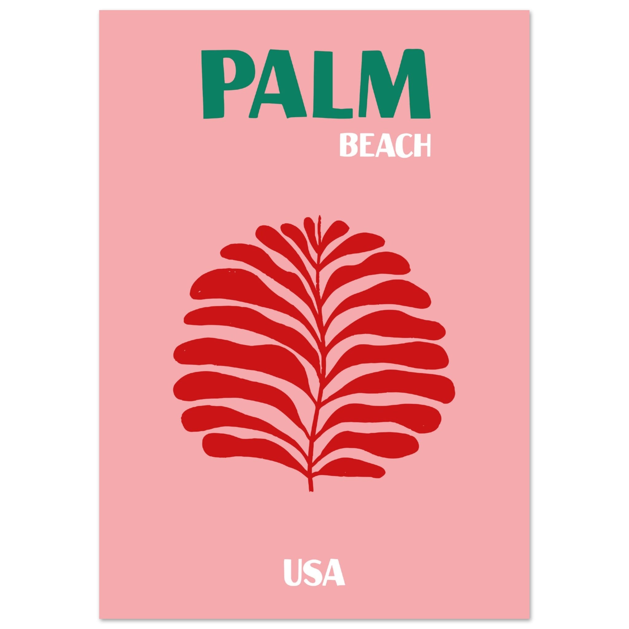 Artfulprints Poster USA - Palm Beach  - A4 21x29.7 cm - Roze