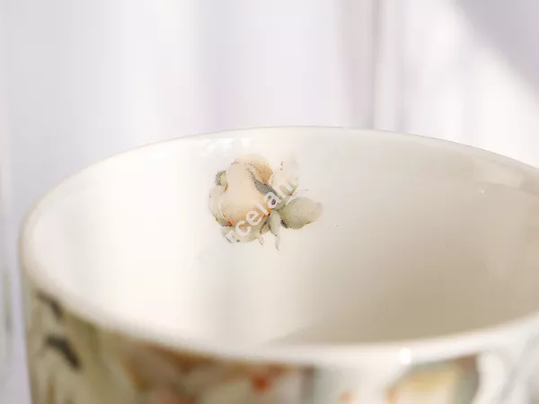 Kubek na stopce0,51 L Duo - English roses white 15.ENG-W.K51