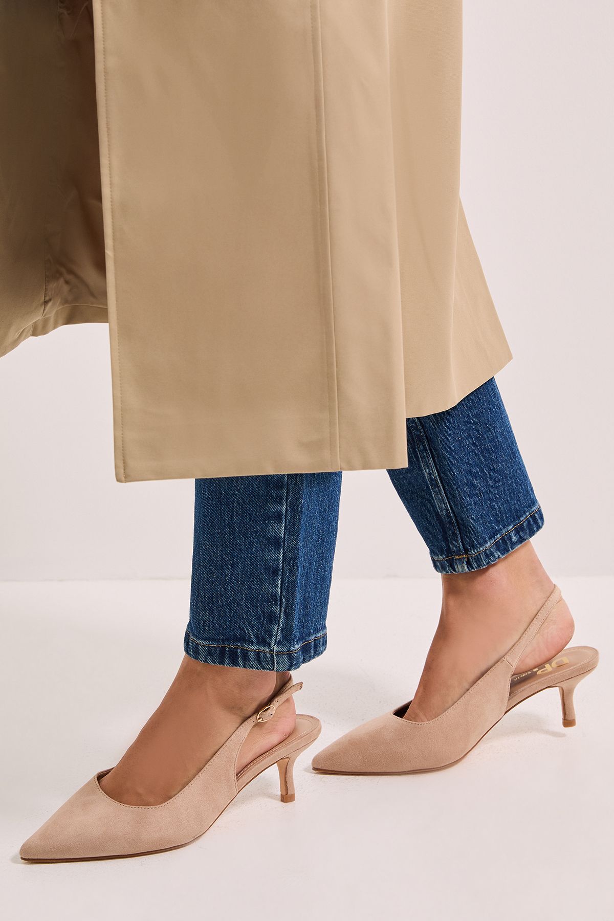 Dorothy Perkins Wide Fit Dova Slingback Kitten Heel Court Shoes