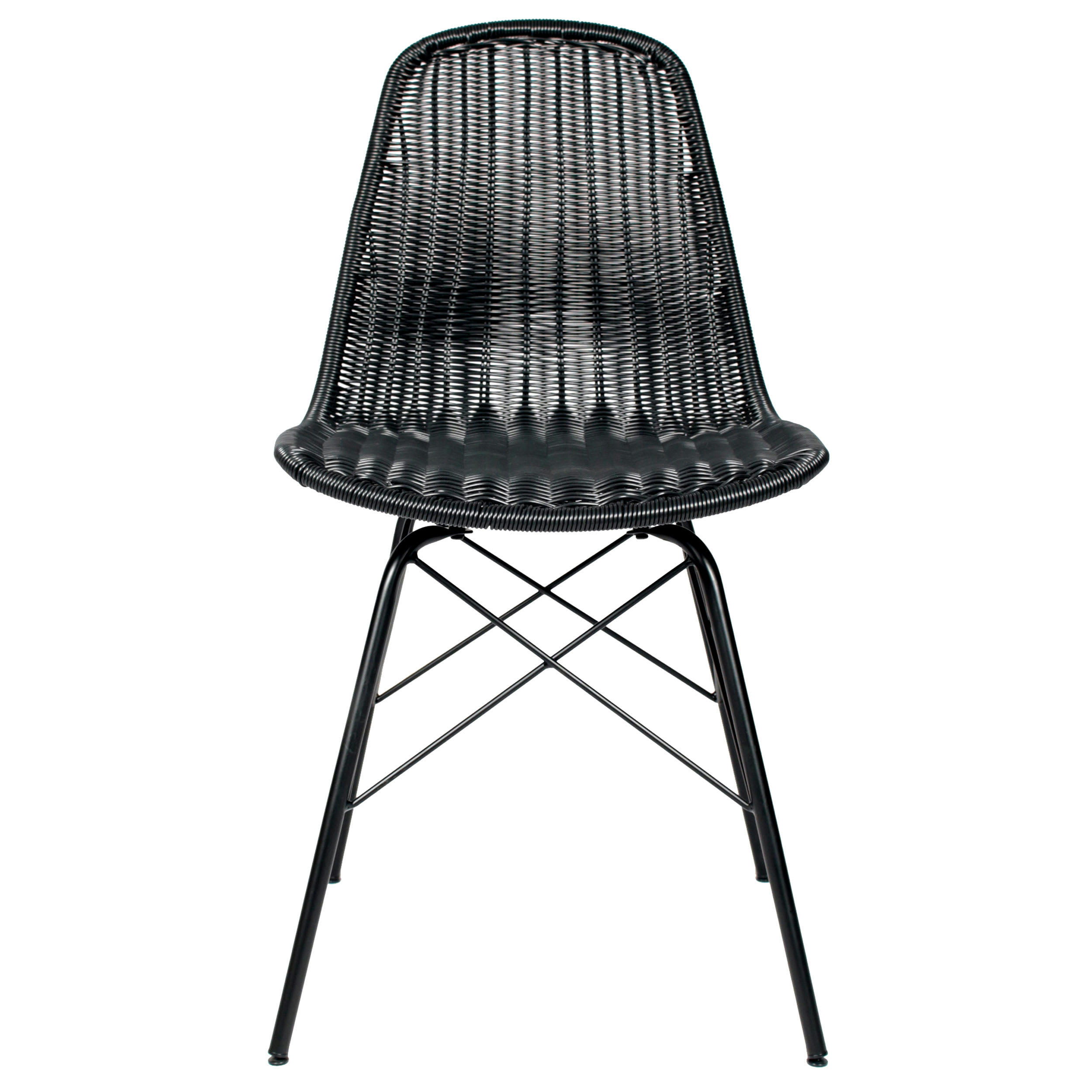 TIPTUR - Chaise en résine tressée noir (lot de 2)