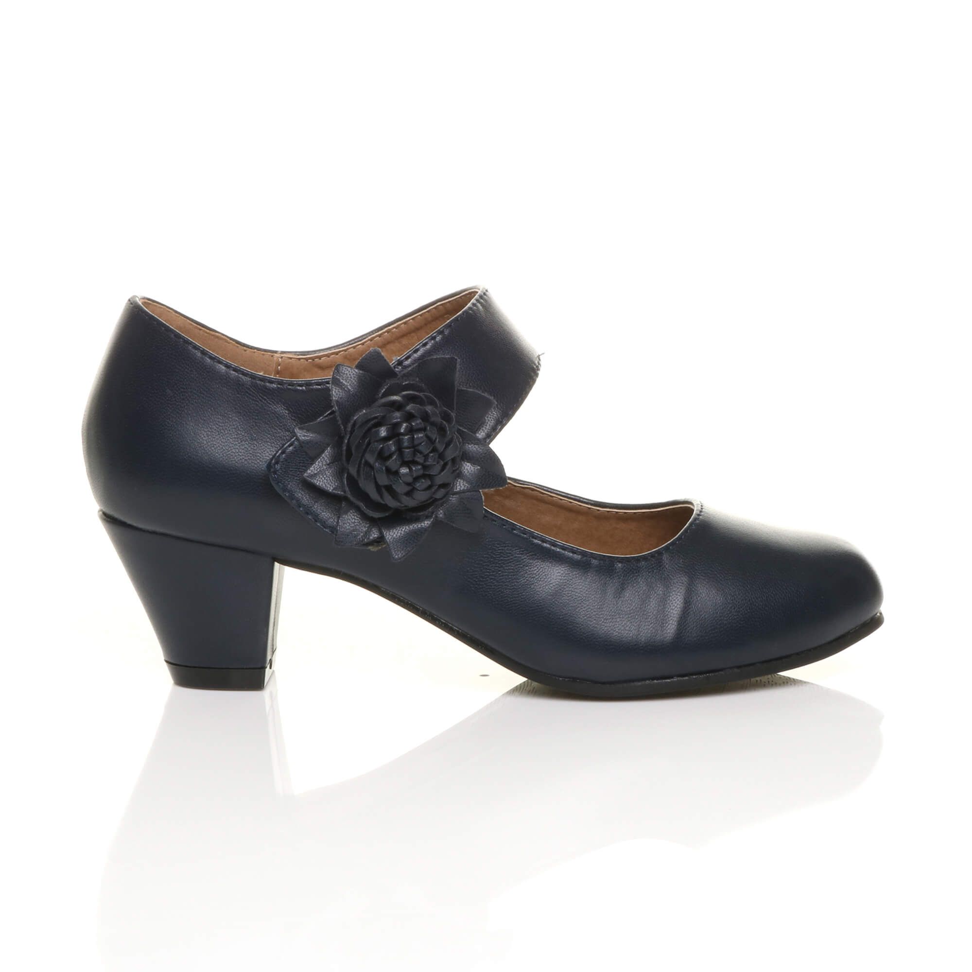 AJVANI Mid Block Heel Mary Jane Comfort Court Shoes