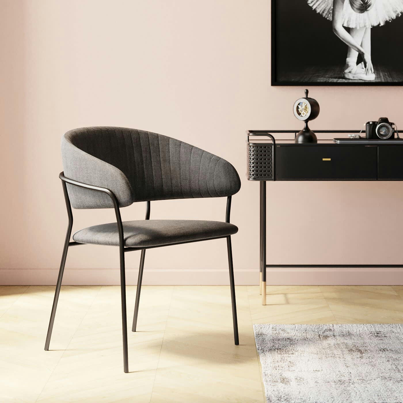 BELLE - Chaise avec accoudoirs Belle anthracite Kare Design