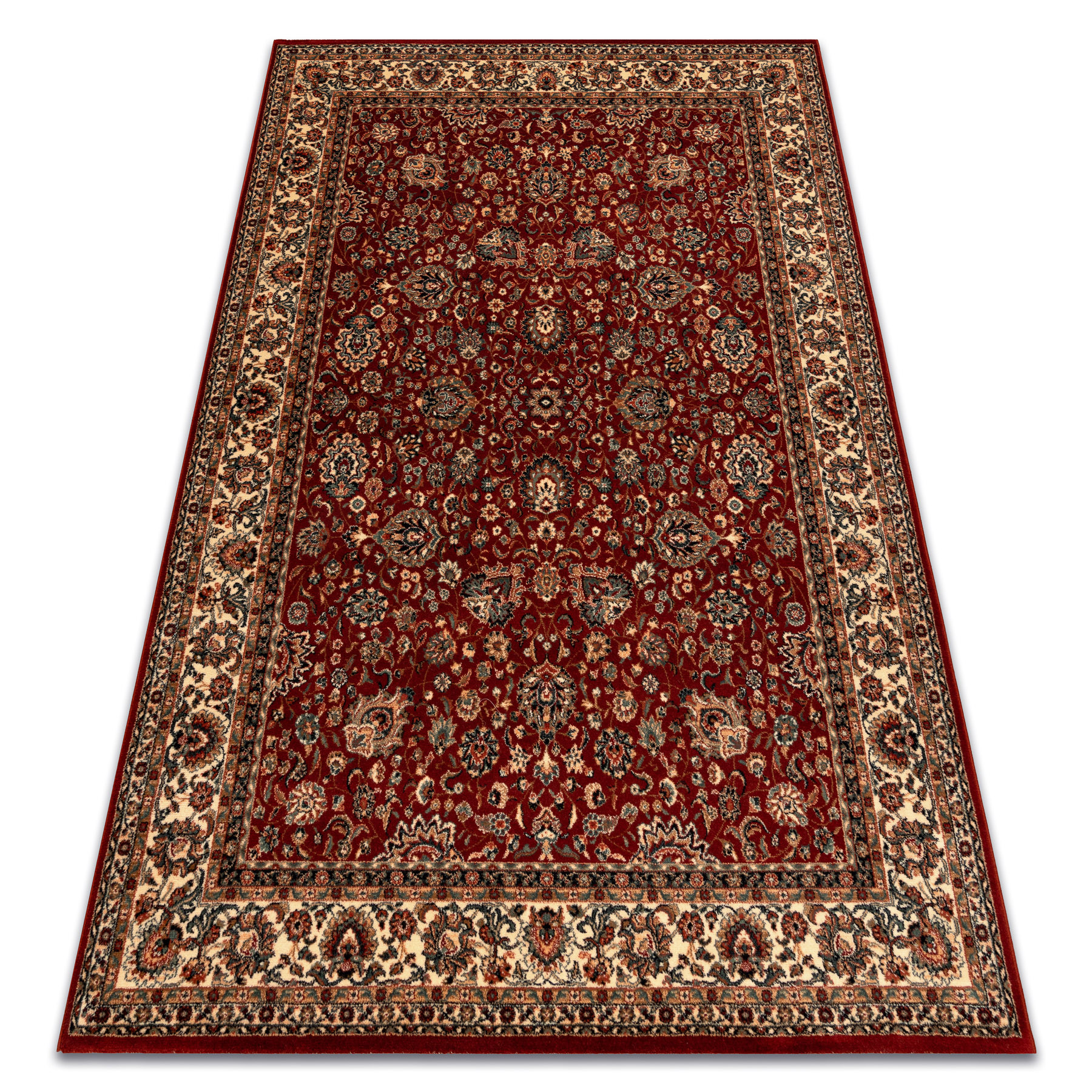 Dywan wełniany KASHQAI 4362 302 ornament bordo / beż 67x130 cm