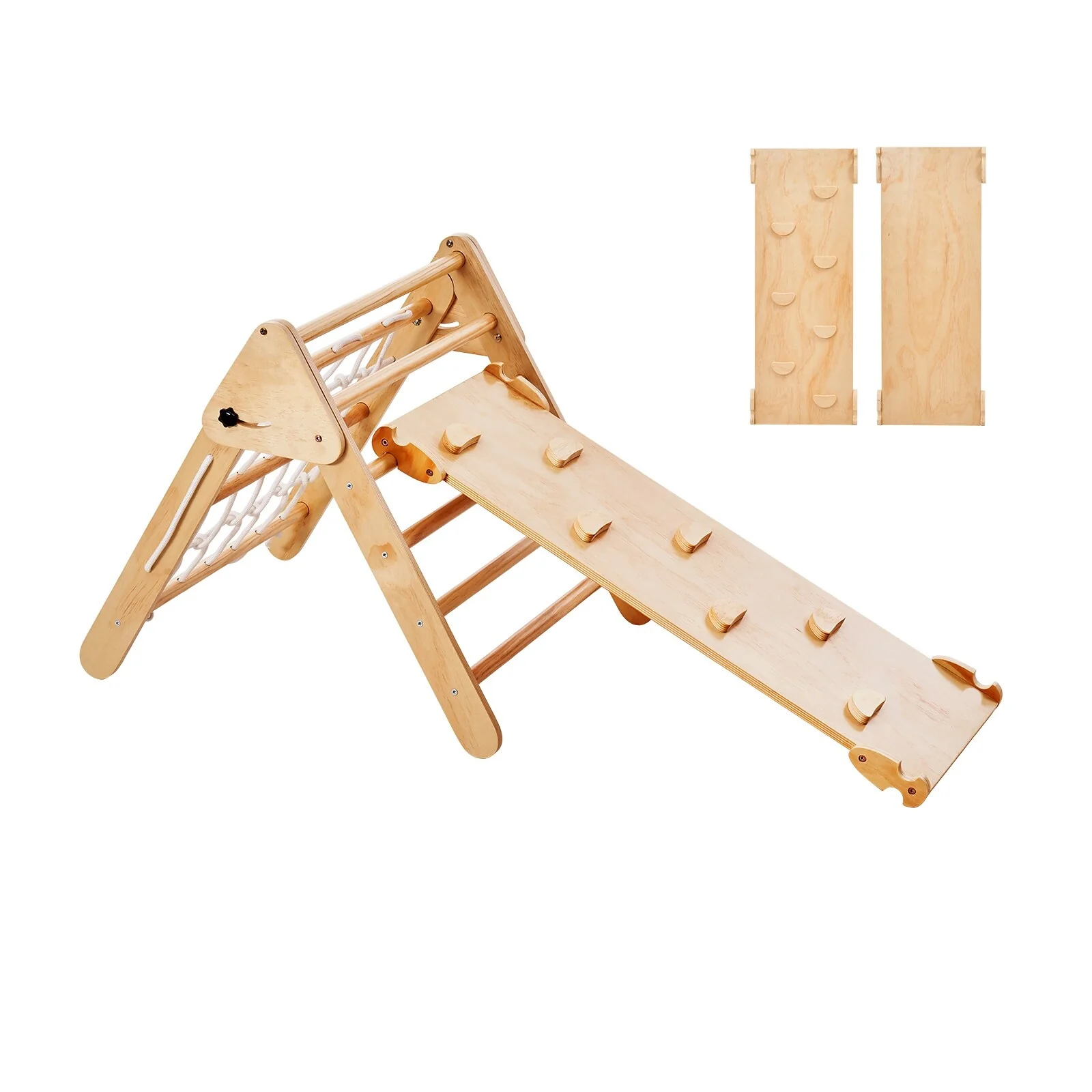 Pikler Triangle Set, Toddler Climbing Toys Indoor Playground, Ramp, and Arch, Montessori Climbing Set with Triangle