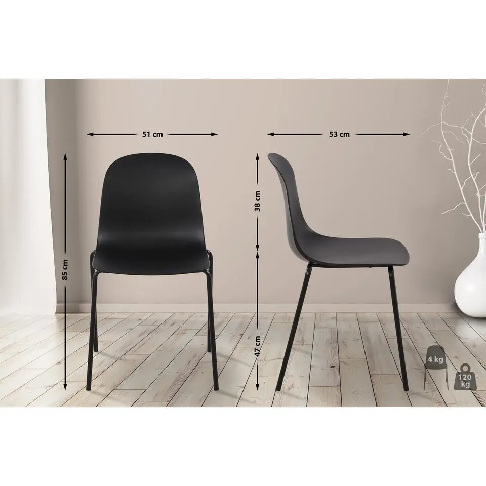 CLP Set van 2 Tuinstoel Hardin Kunststof - zwart