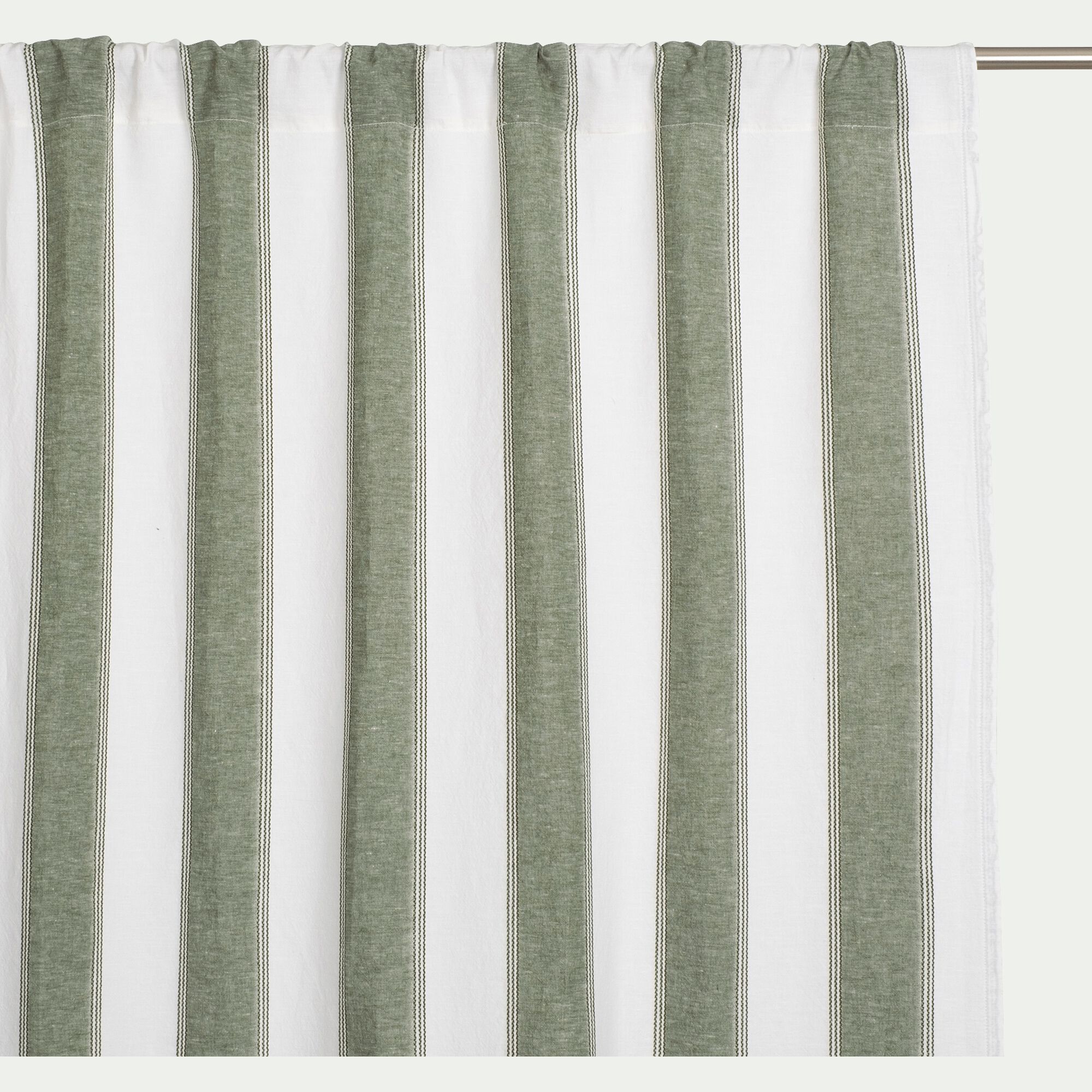 LUSSIA - Rideau passe-tringle en lin et coton à rayures 140x250cm - vert