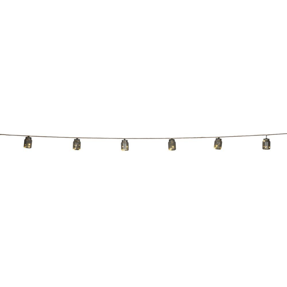 Guirlande solaire jute avec bouteilles plastique fumée noire suspendues 2,7m