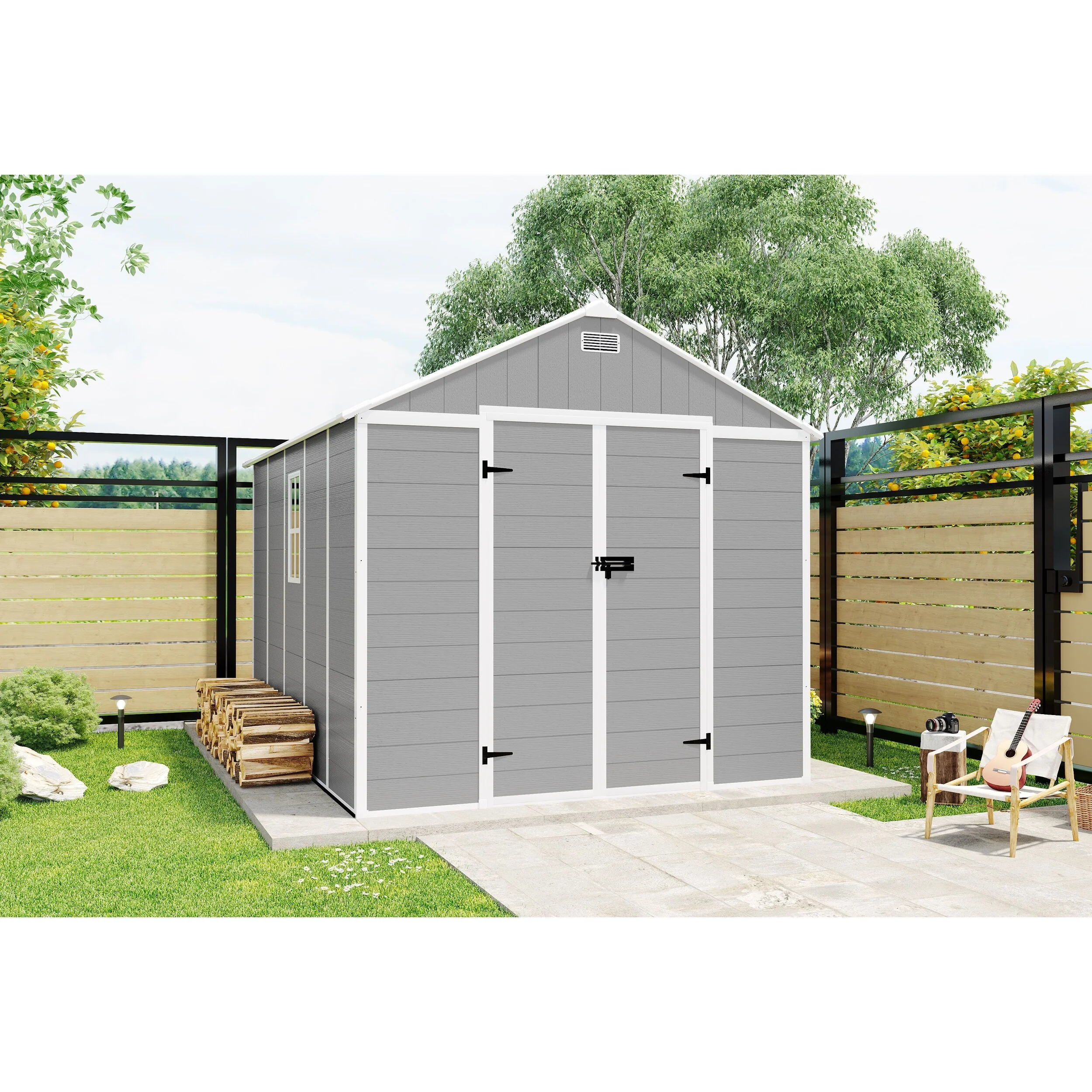 Outdoor Durable Plastic Garden Shed with HD Windows & Waterproof, UV-Resistant Storage Shed Tool Shed for All Seasons