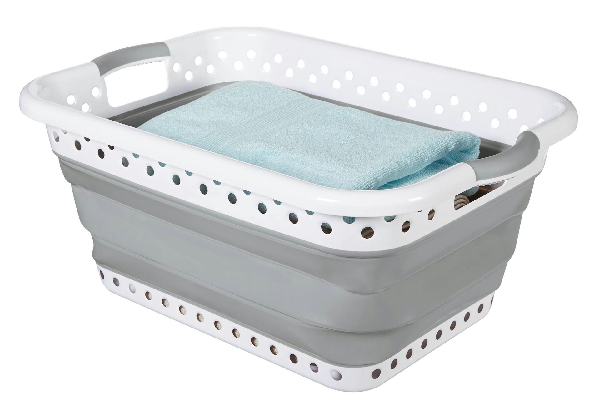 type A Collapsible Laundry Basket 24 L x 17.4 W x 3.2 to 10.5-in H