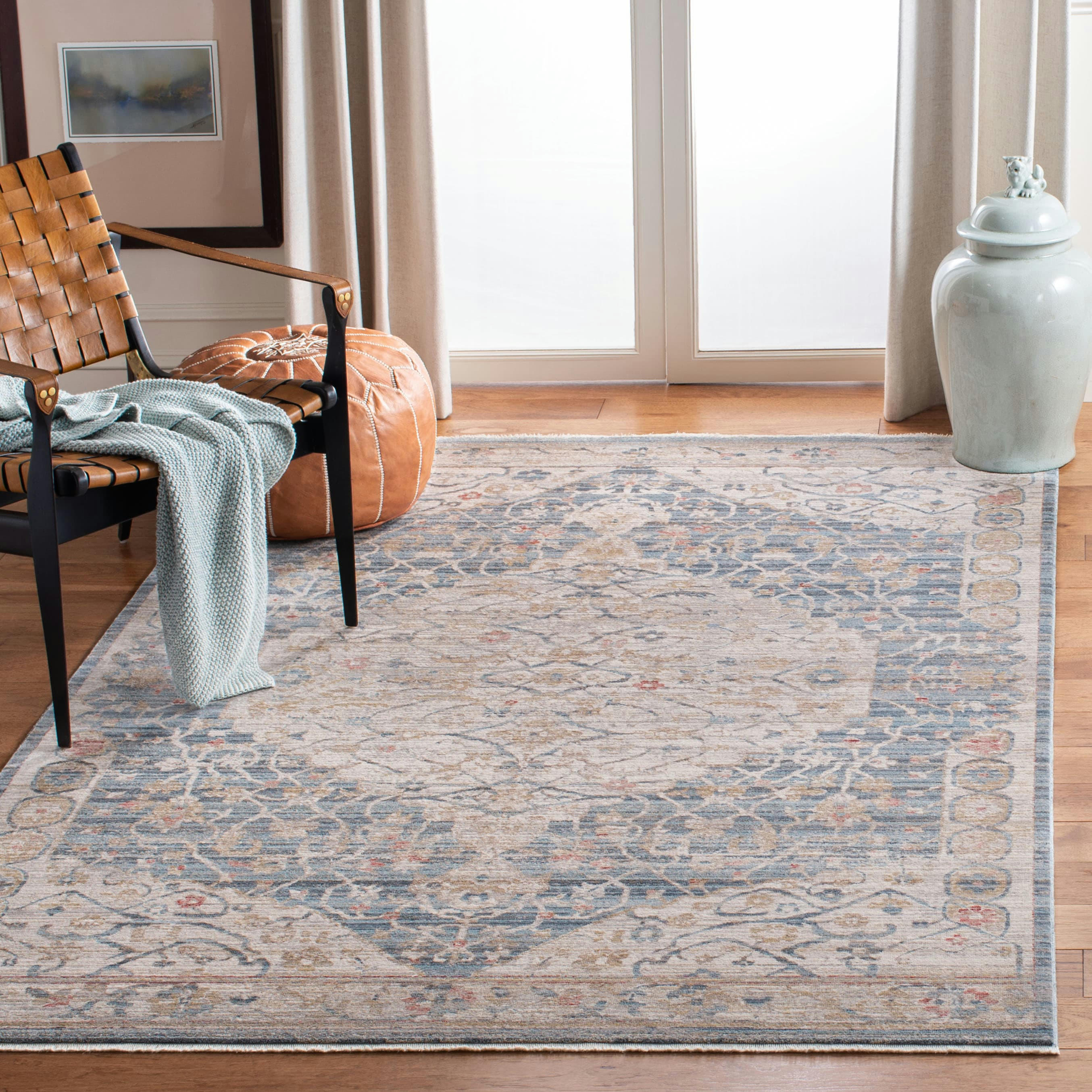 KENITRA - Tapis de salon interieur en bleu & ivoire, 91 x 152 cm