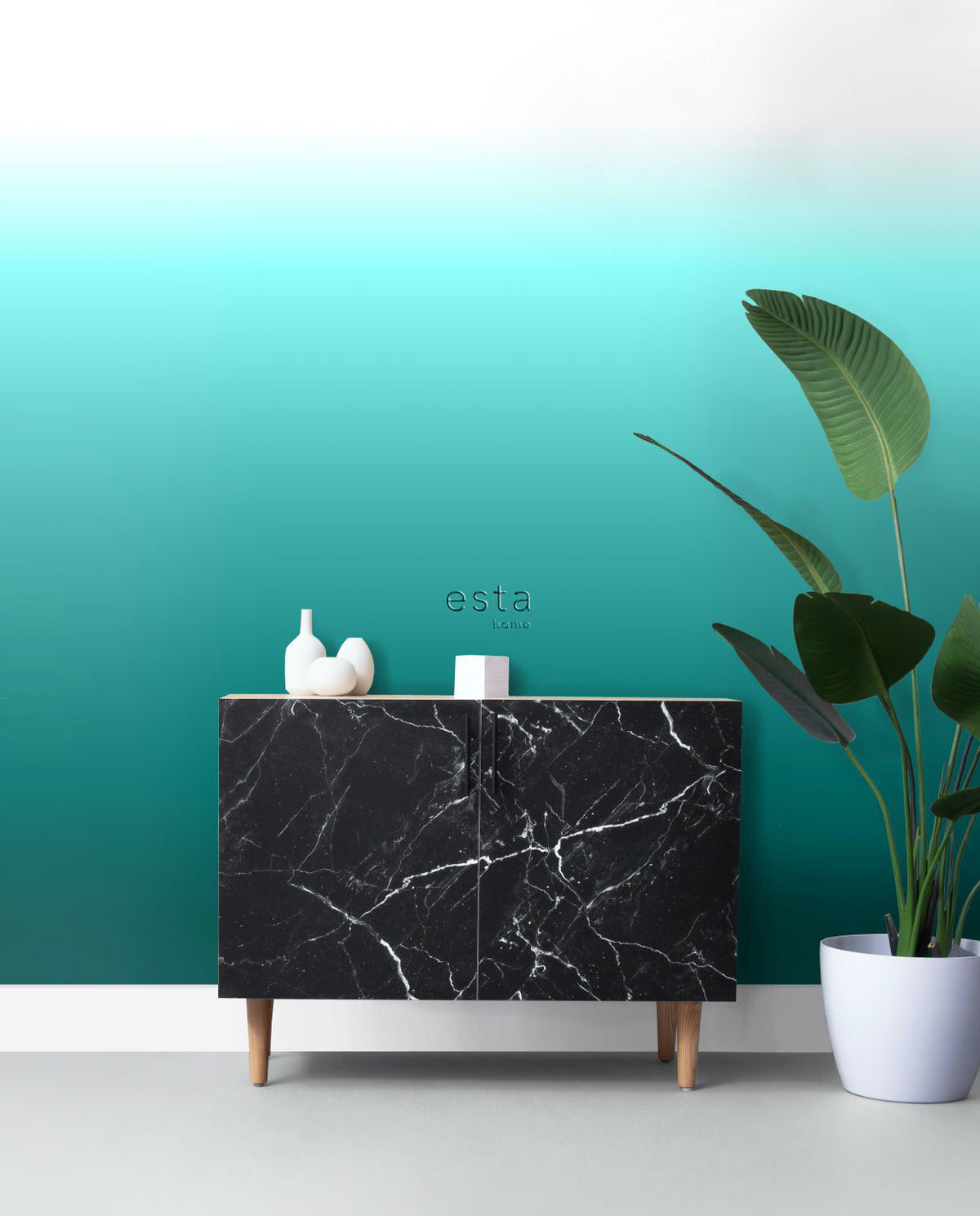 ESTAhome fotobehang kamerhoog dip dye kleurverloop turquoise 100 x 279 cm 158820