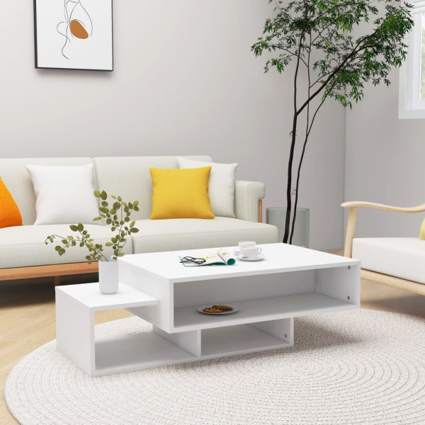 Stolik Kawowy Ława Stół Biały 105x55x32 Przegrody Do Salonu Do Pokoju