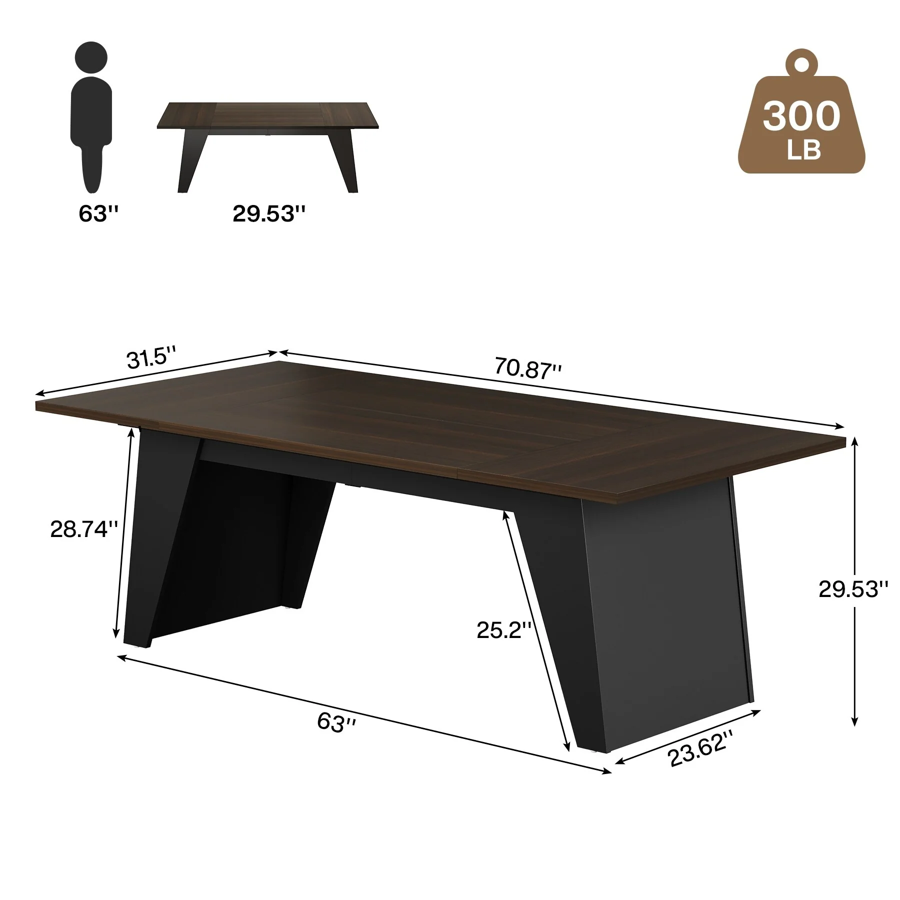 70.87 Large Home Office Computer Desk Executive Desk