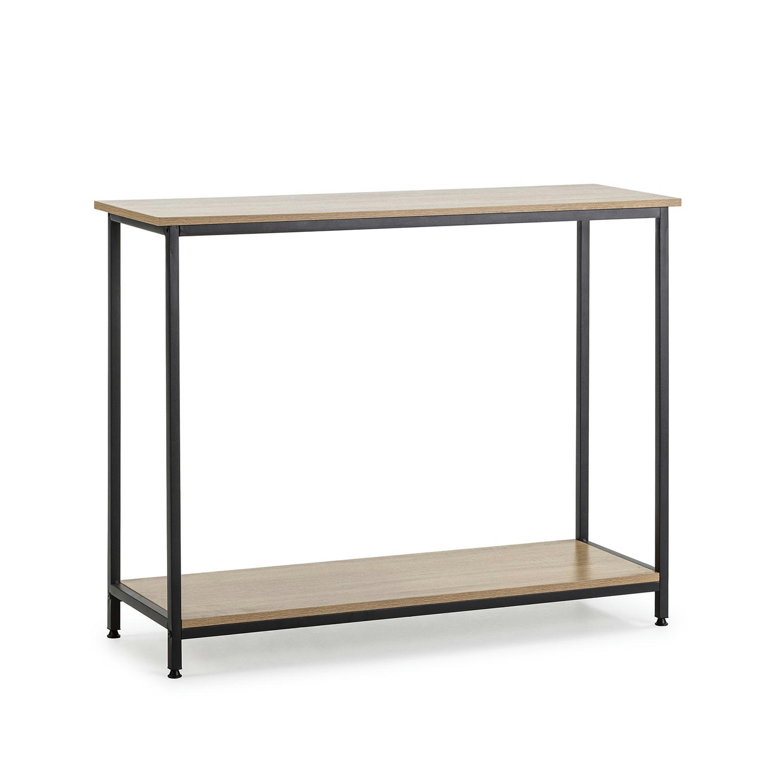 CHLOE - Meuble d'entrée couloir avec 1 étagère inférieure, chêne/noir