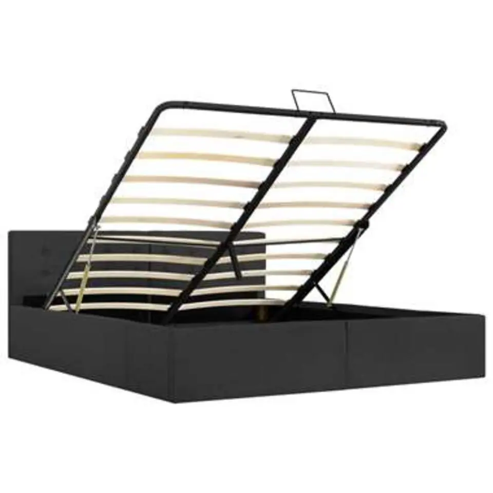 vidaXL - Bed met opbergruimte - Hydraulische- Donkergrijs - Stof - 160x200 cm