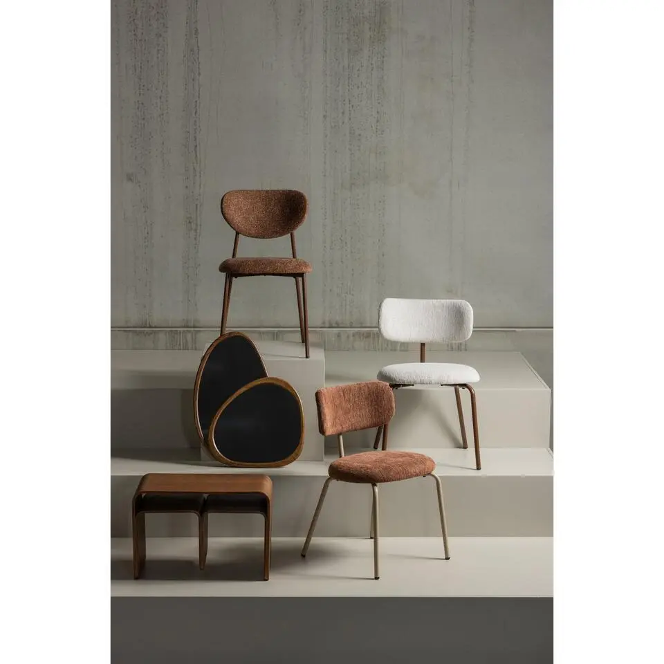 WOOOD Travis Eetkamerstoelen - Polyester - Off White - Set van 2