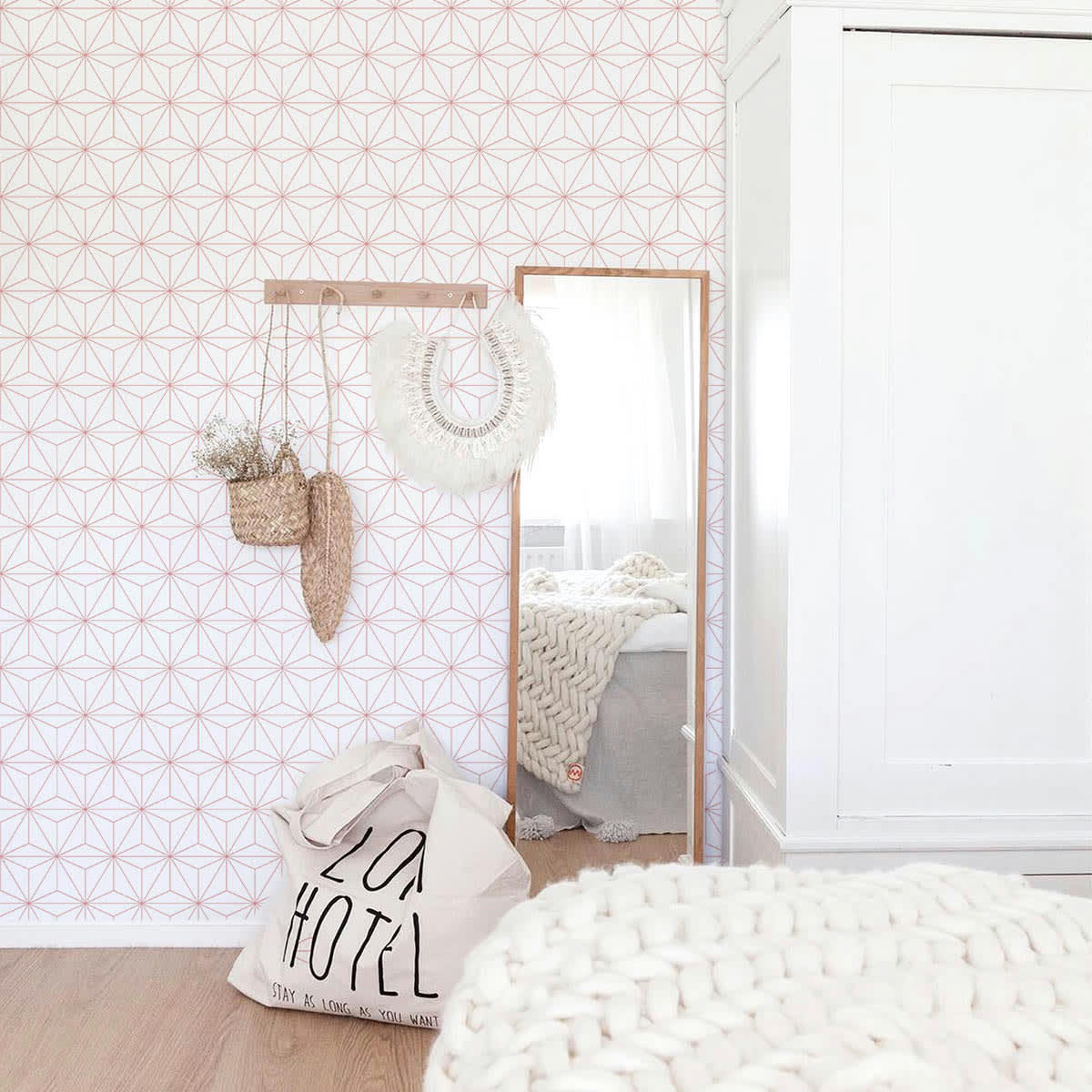 TOKYO - Papier peint vinyle adhésif rose vif 50x300 cm