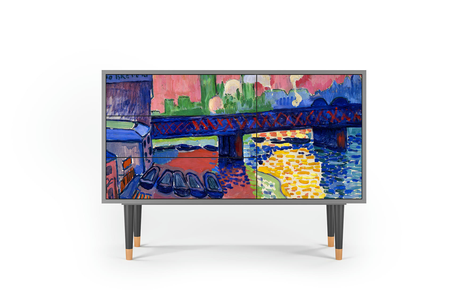 CHARING CROSS BRIDGE BY ANDRE DEAIN - Buffet  multicolore 3 tiroirs et 1 porte L 115 cm