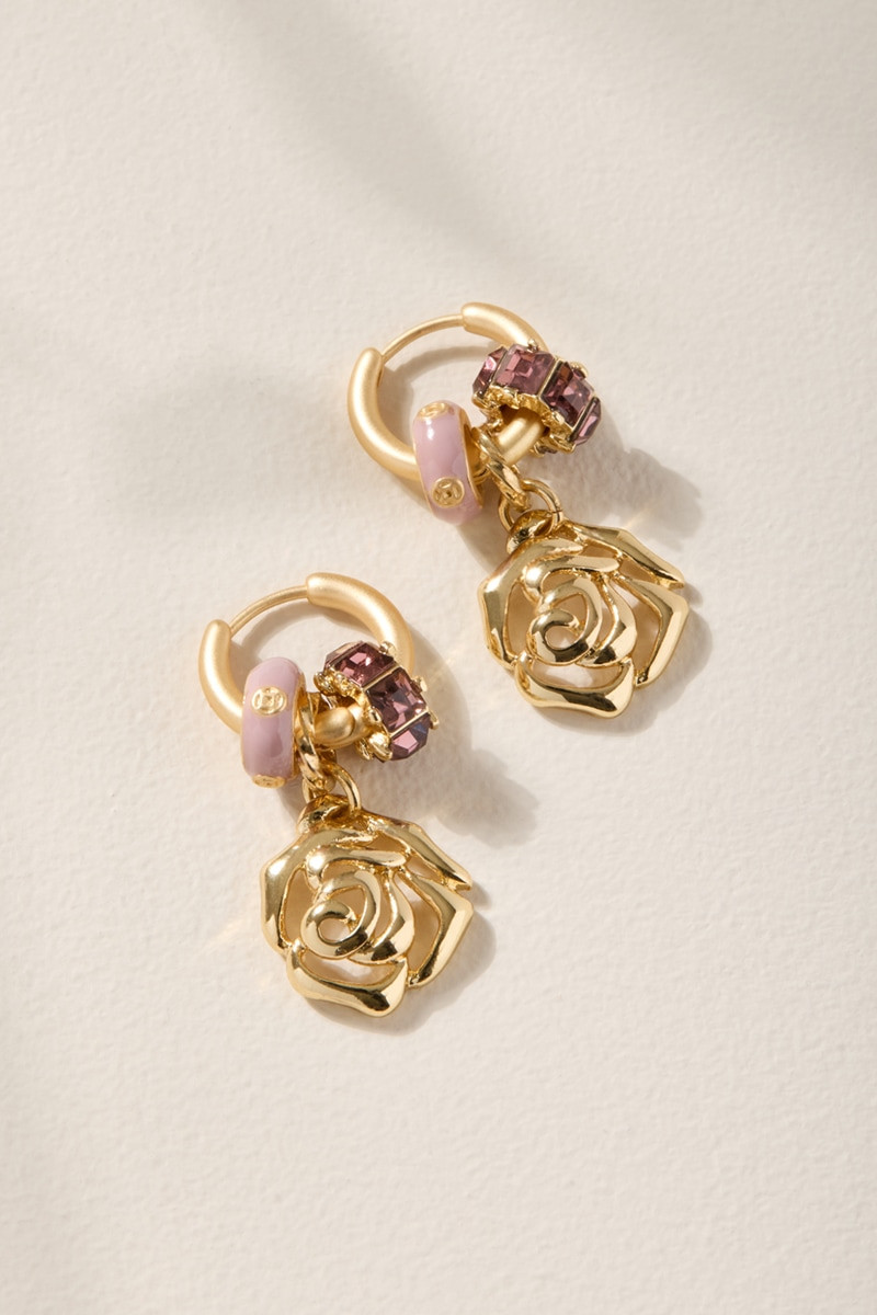 Stacey Rosette Loop Charm Huggie Earrings