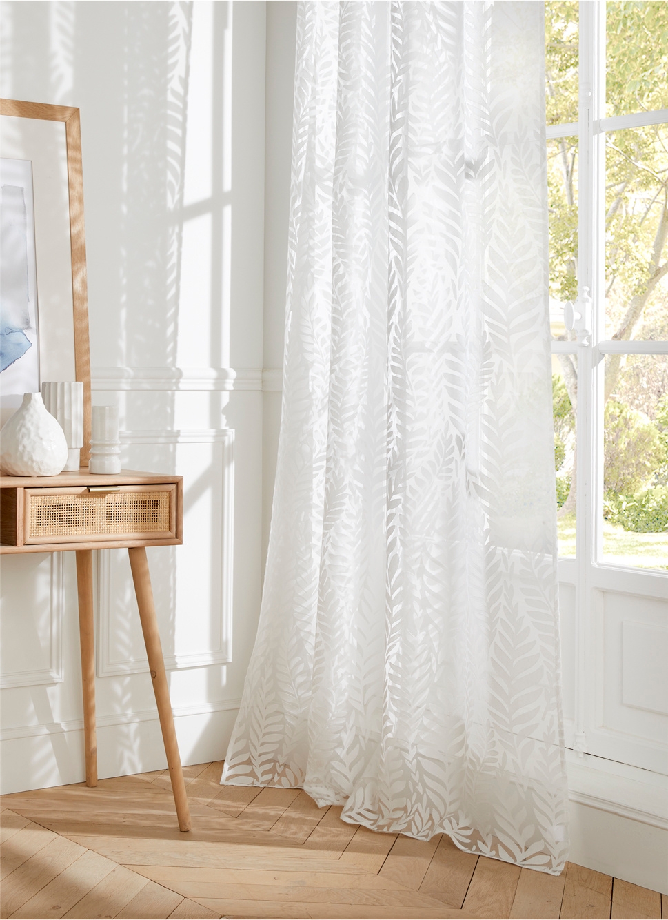 VOILAGE FEUILLE BLANC