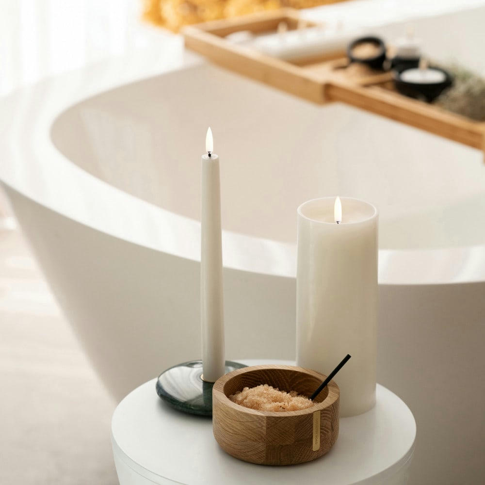 - Lot de 2 chandelles led 2.3x20cm cire blanc