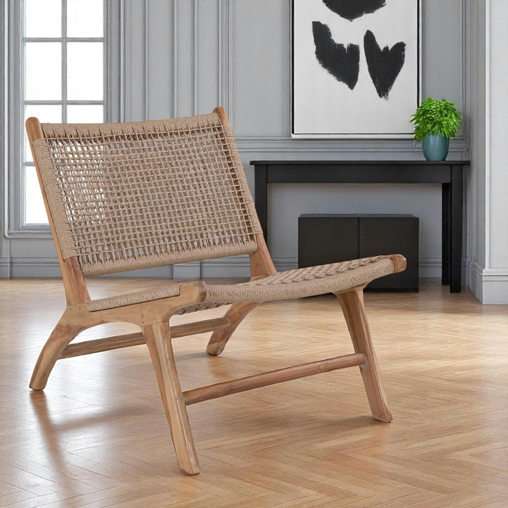 Chaise de jardin en teck avec assise en corde MENDOZA