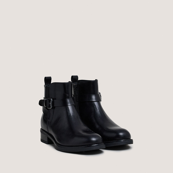 Boots à bouclesen cuir noir | ABSTRAIT