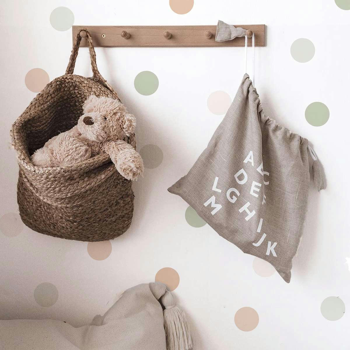 CIRCLES2 - Stickers mureaux en vinyle rondes vert et beige