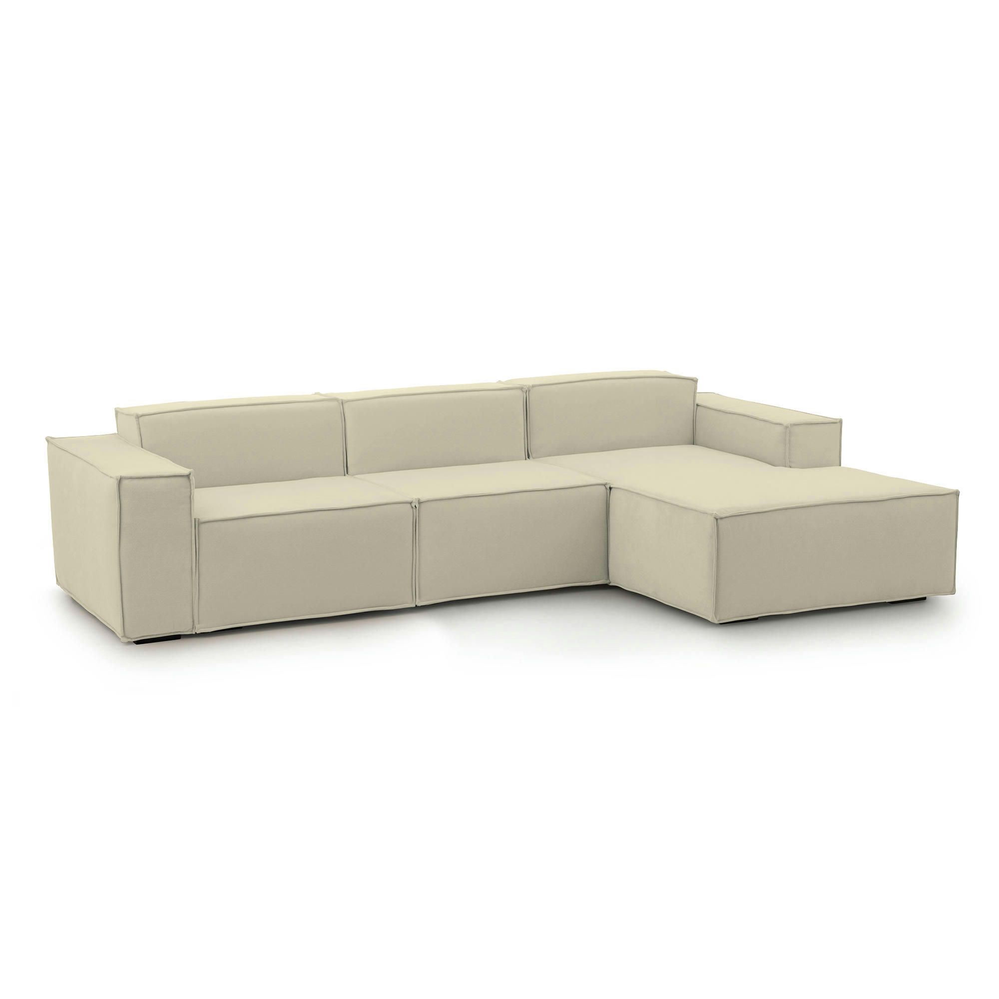 DDZEK - Canapé d'angle 3 places en tissu beige