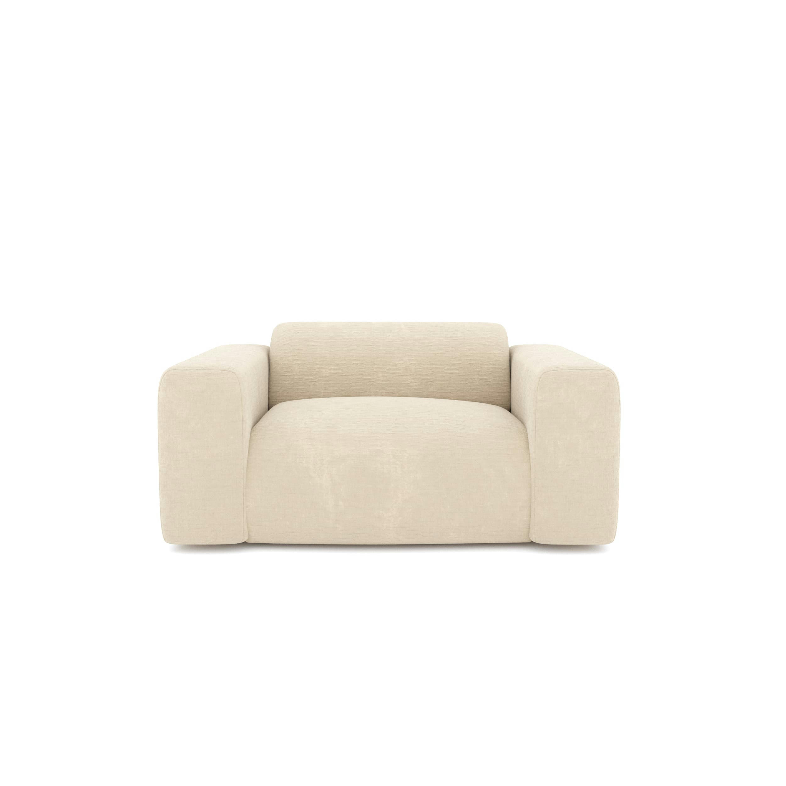 MYRA - Fauteuil velours texturé crème