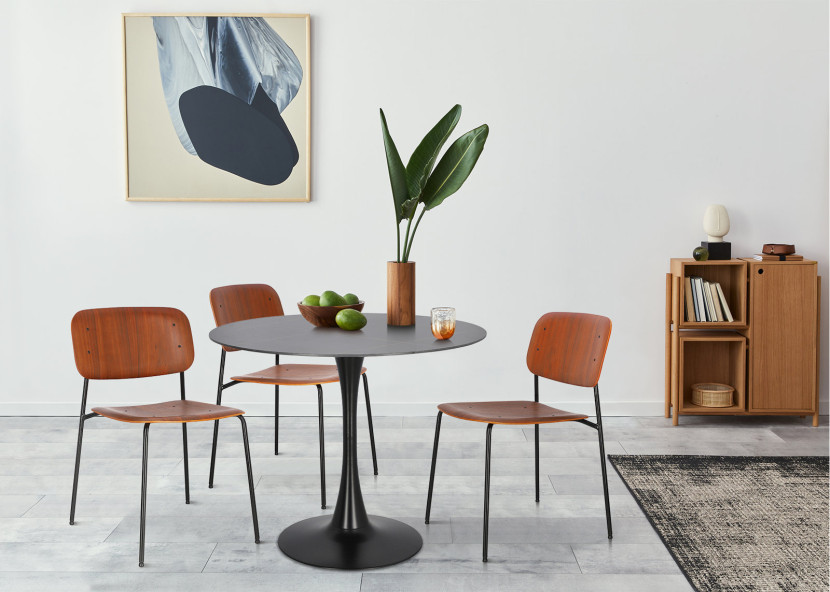 STÓŁ OKRĄGŁY Simplet Skinny Premium czarny SPIEK MARMUR 90cm