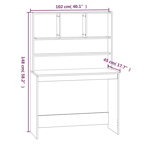 NNEVL Desk with Shelves White 102x45x148 cm Engineered Wood
