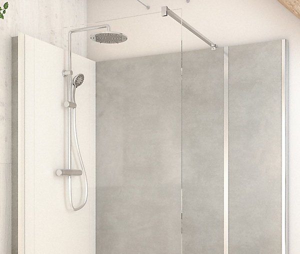 Cabine de douche à l’italienne l.90 x L.160 x H.218 cm – effet pierre grise, receveur de plain-pied, Elmer Serenity
