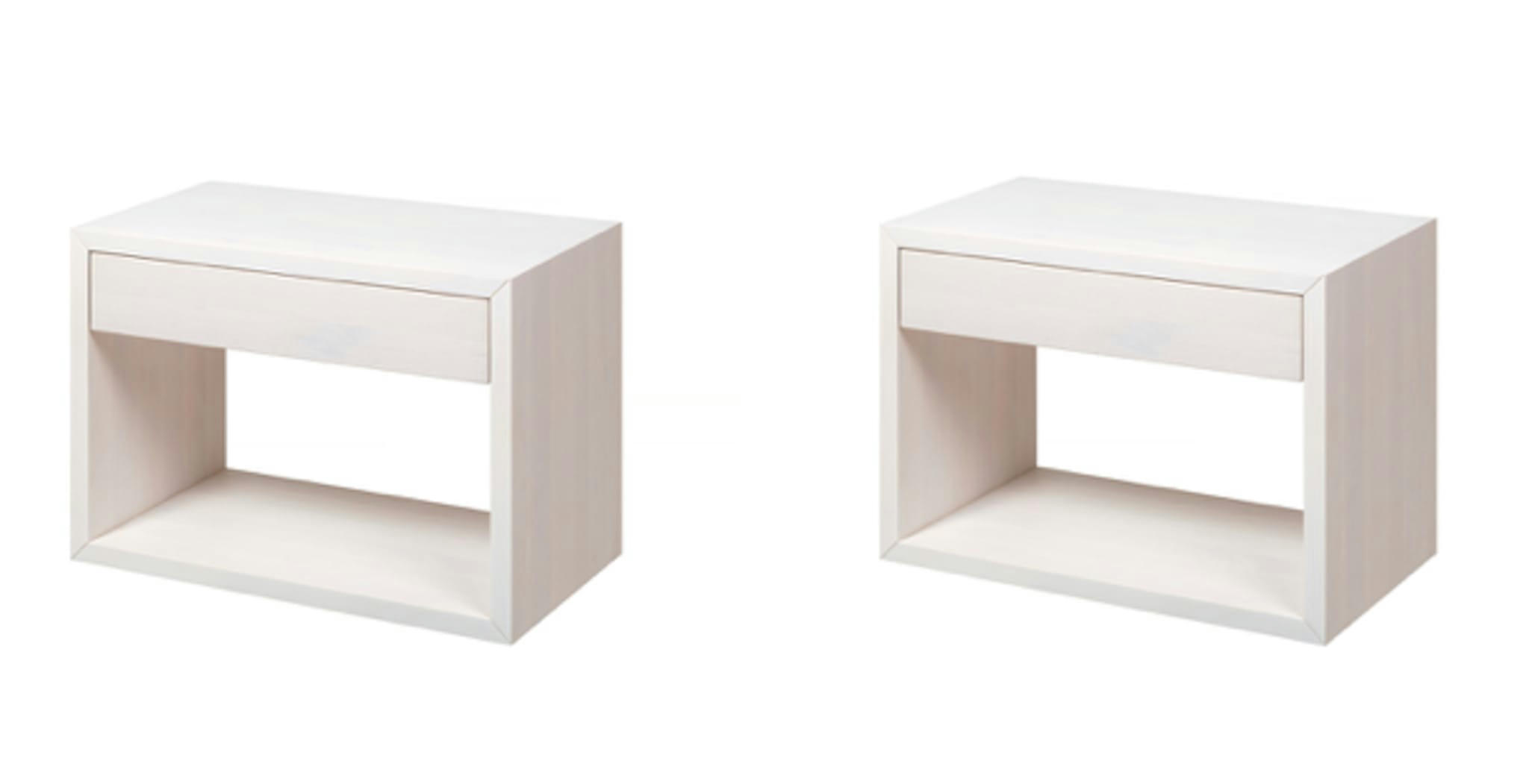 HUGO - Lot de 2 tables de chevet en bouleau blanc avec tiroir, grande
