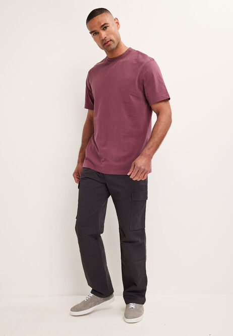 Mens Dark Pink Peached Cotton Rich T-Shirt
