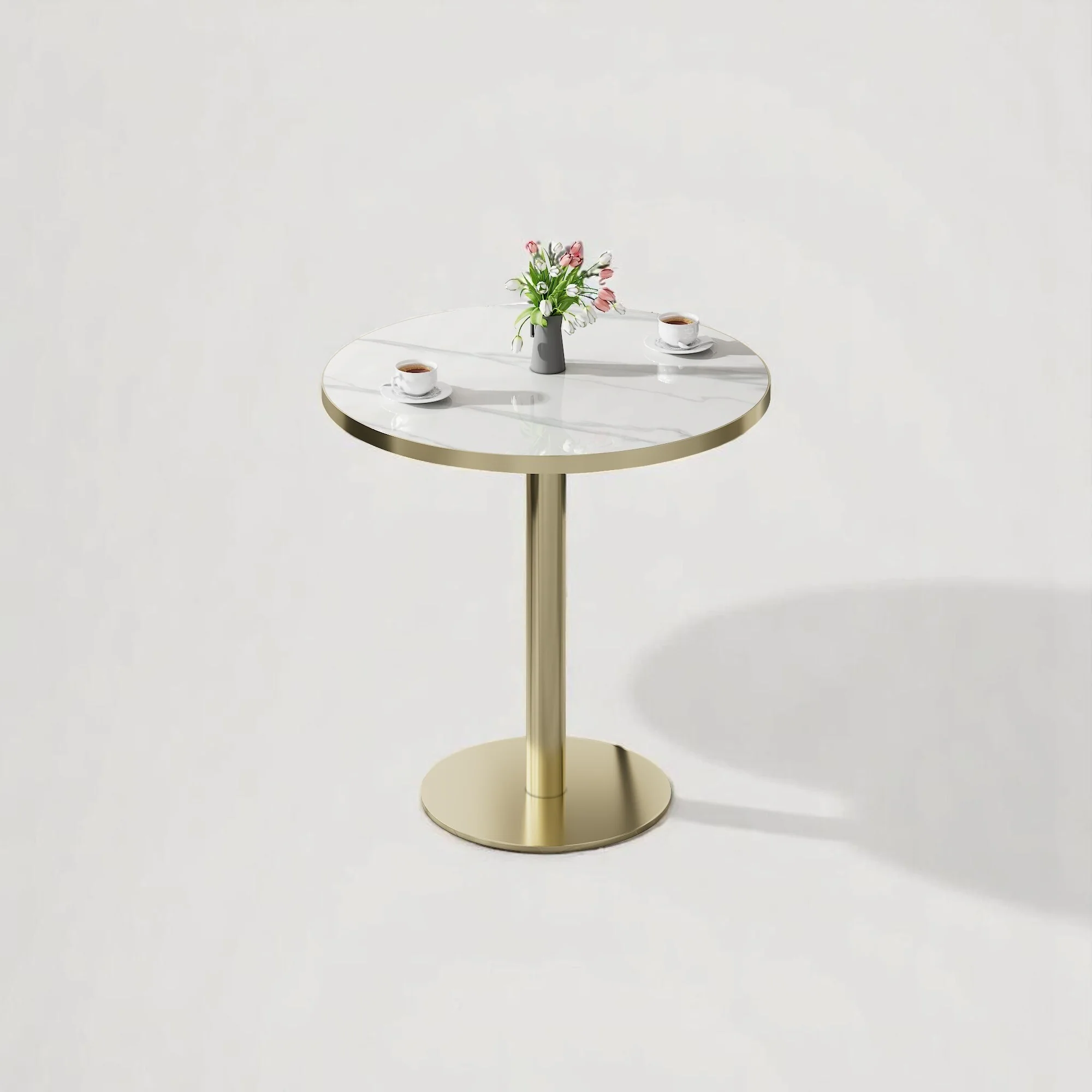 3-Piece Round Dining Table Set with 2 Chairs, 31.5 Faux Marble Tulip Table, Snow Mountain Stone Top for Dining Room or Kitchen