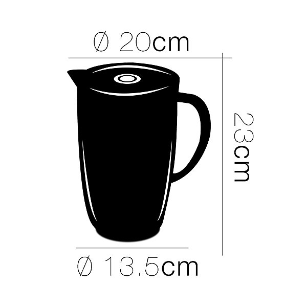 Lot de 6 pichet à anse, broc, carafe avec couvercle et bec - Diamètre 20/13,5 x Hauteur 23 cm