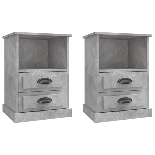 NNEVL Bedside Cabinets 2 pcs Concrete Grey 43x36x60 cm