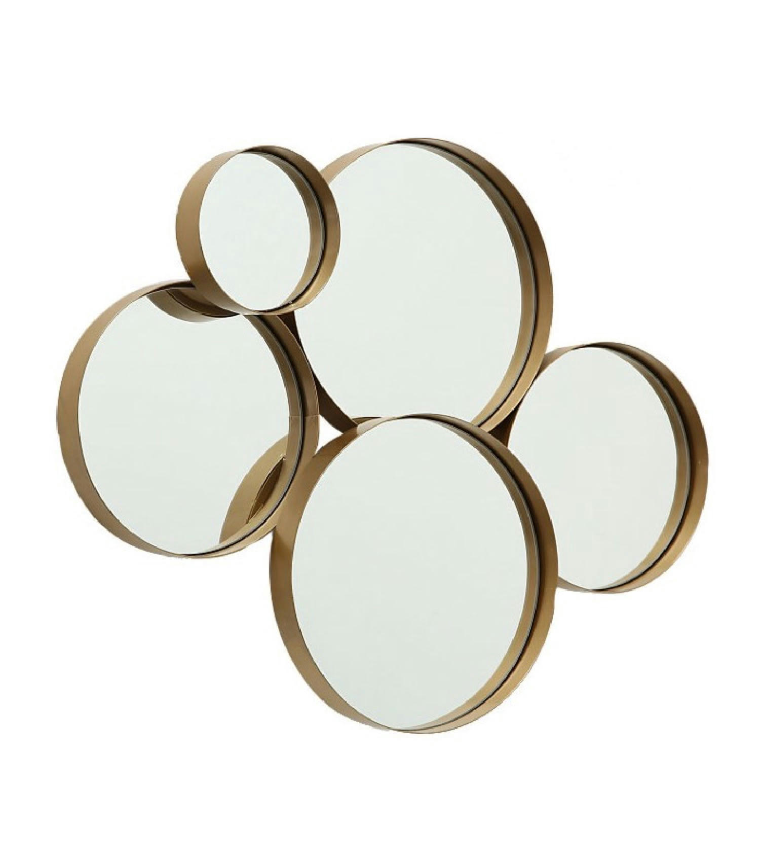 MULTI - Miroir mural en métal doré multi-miroirs 73x57
