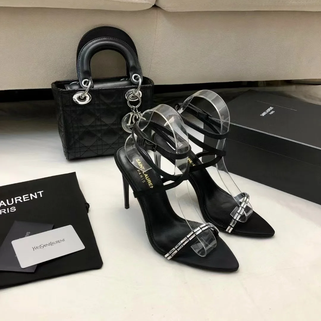 Saint Laurent YSL Gloria Silk Fabric Slide Sandal 10.5cm