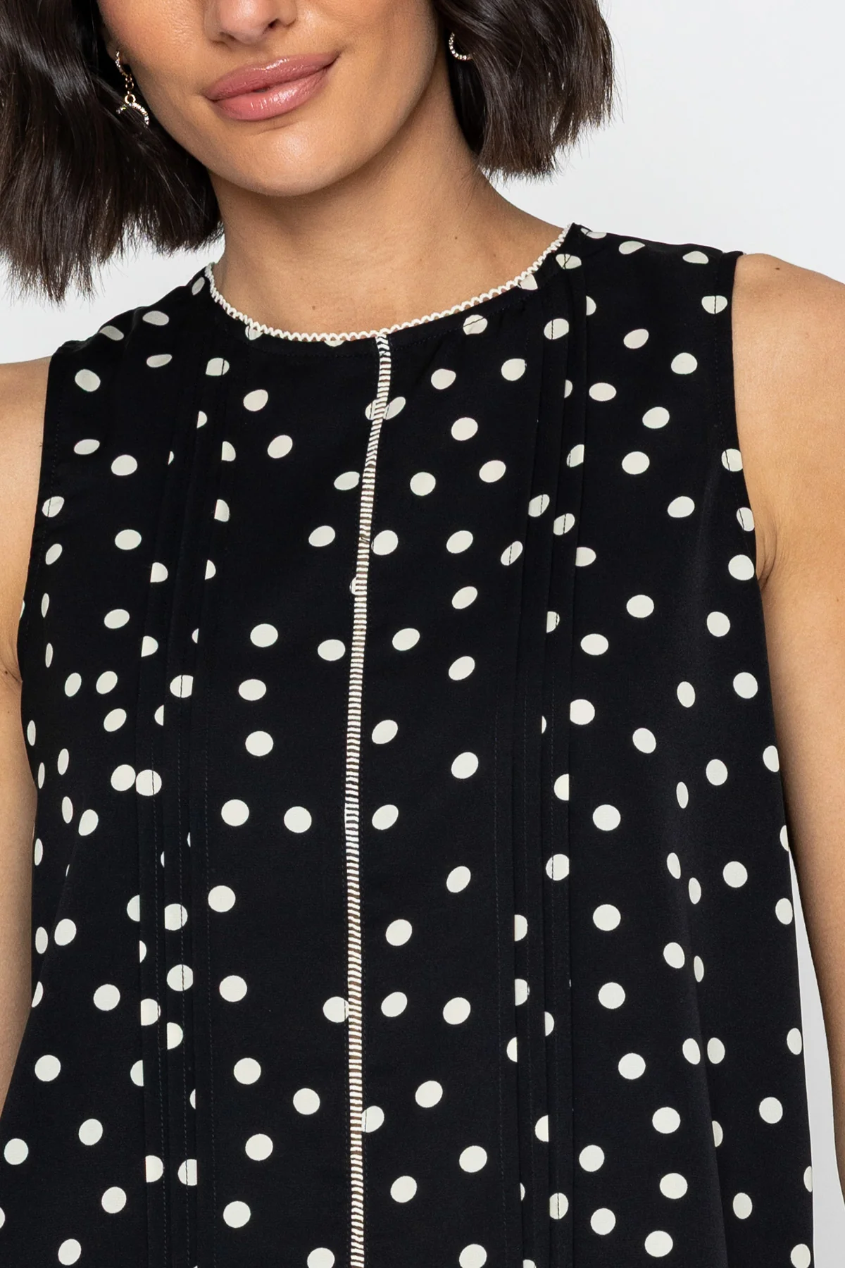 Black Polka Dot Scallop Top
