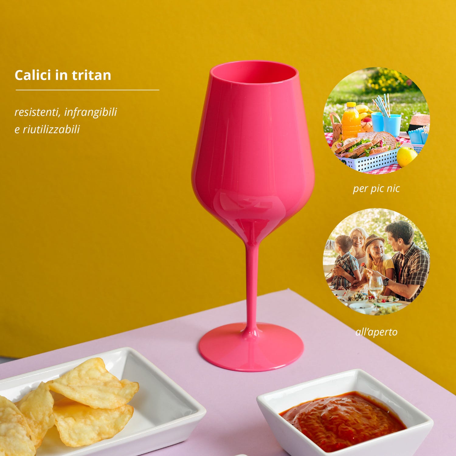 Calice vino in tritan 470 ml fucsia