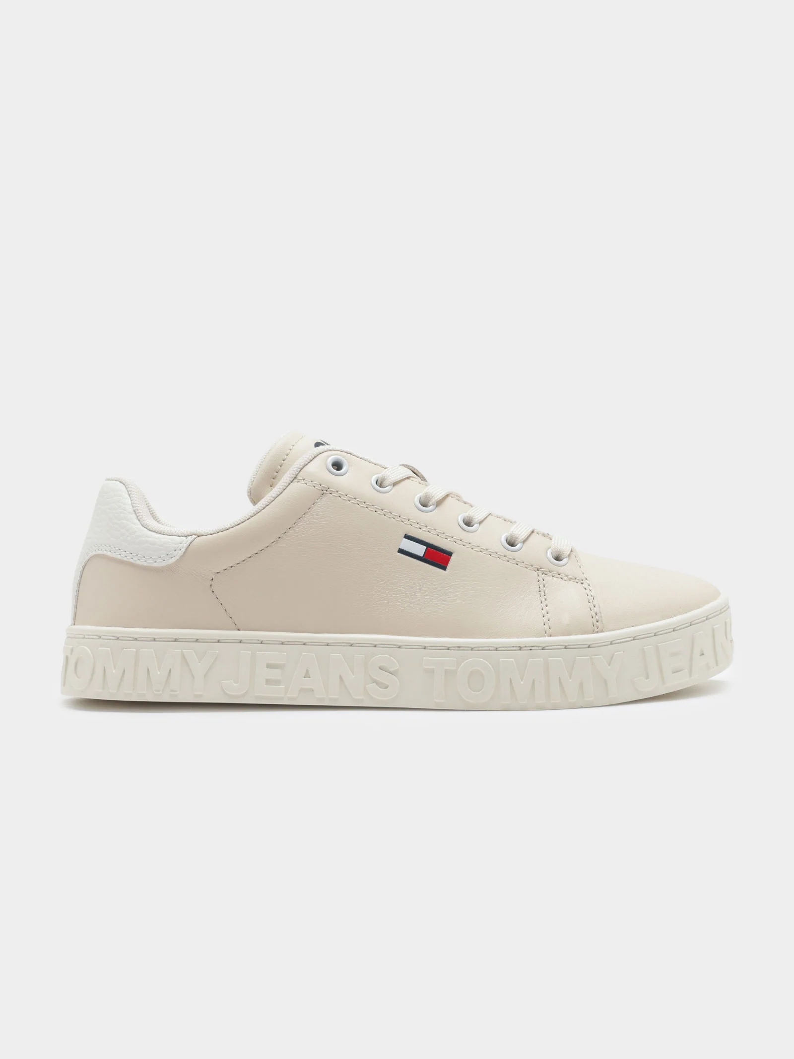 Womens Logo Leather Cupsole Sneakers