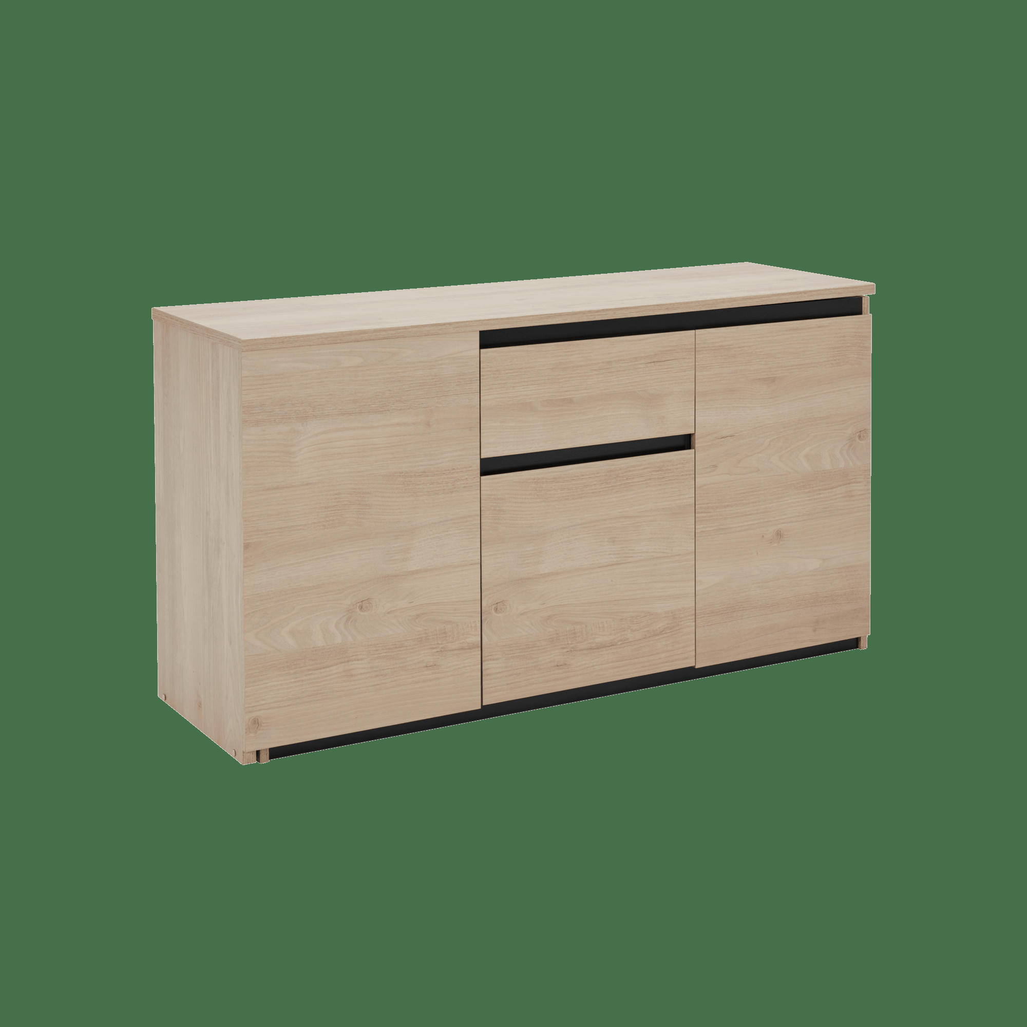 GAETAN - Bureau avec rangement et plateau pivotant effet Bois clair et Noir