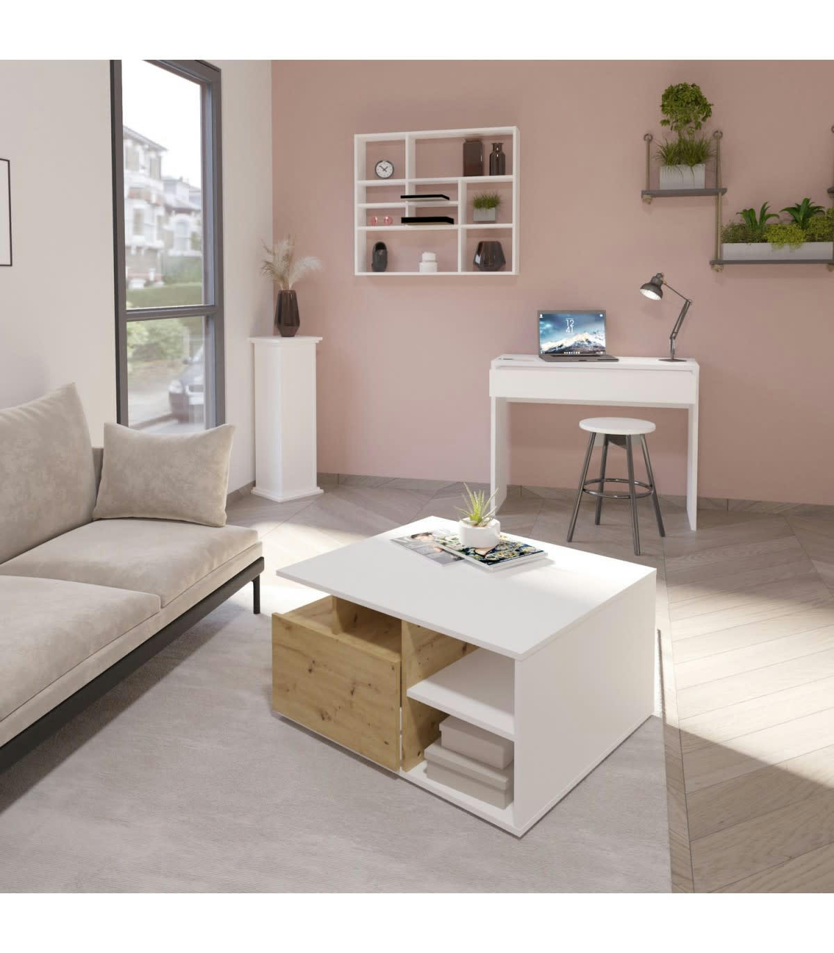 TWIN 2 - Table basse 1 tiroir- L82 cm