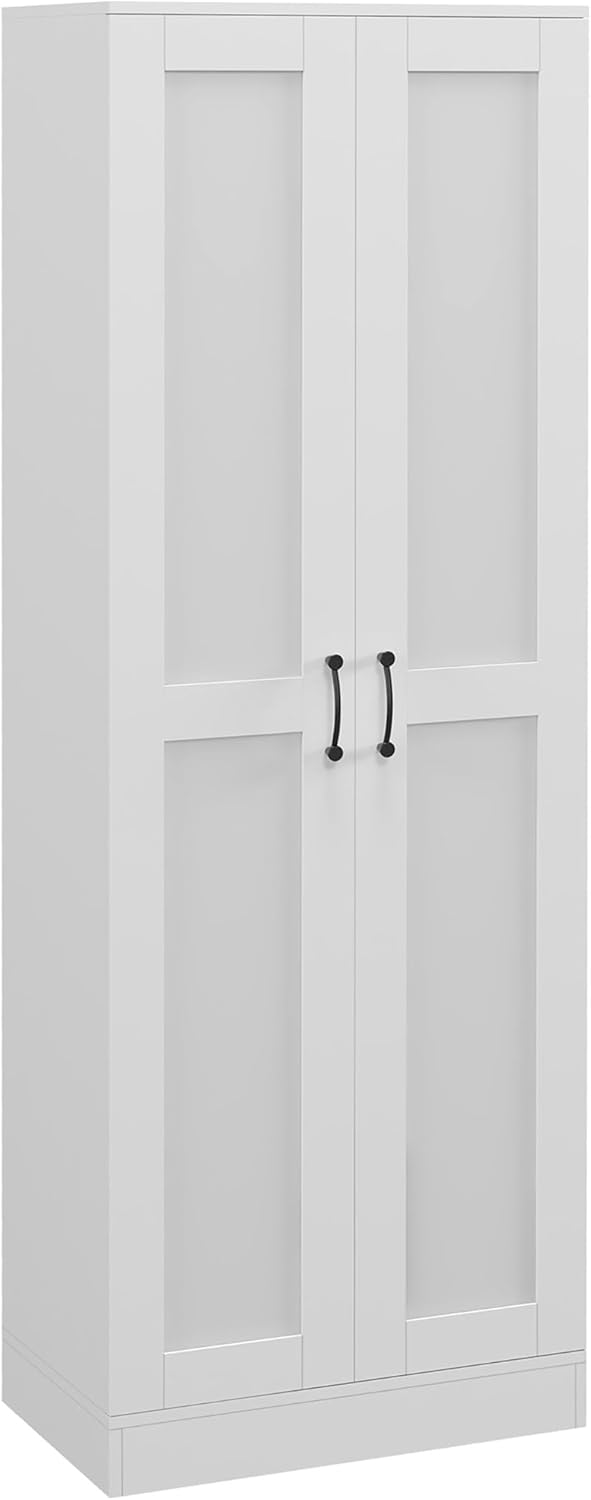 HOMCOM 69 Tall Storage Cabinet with Movable Storage Shelves, Modern Style Pantry Cabinet with Soft Close Doors, White