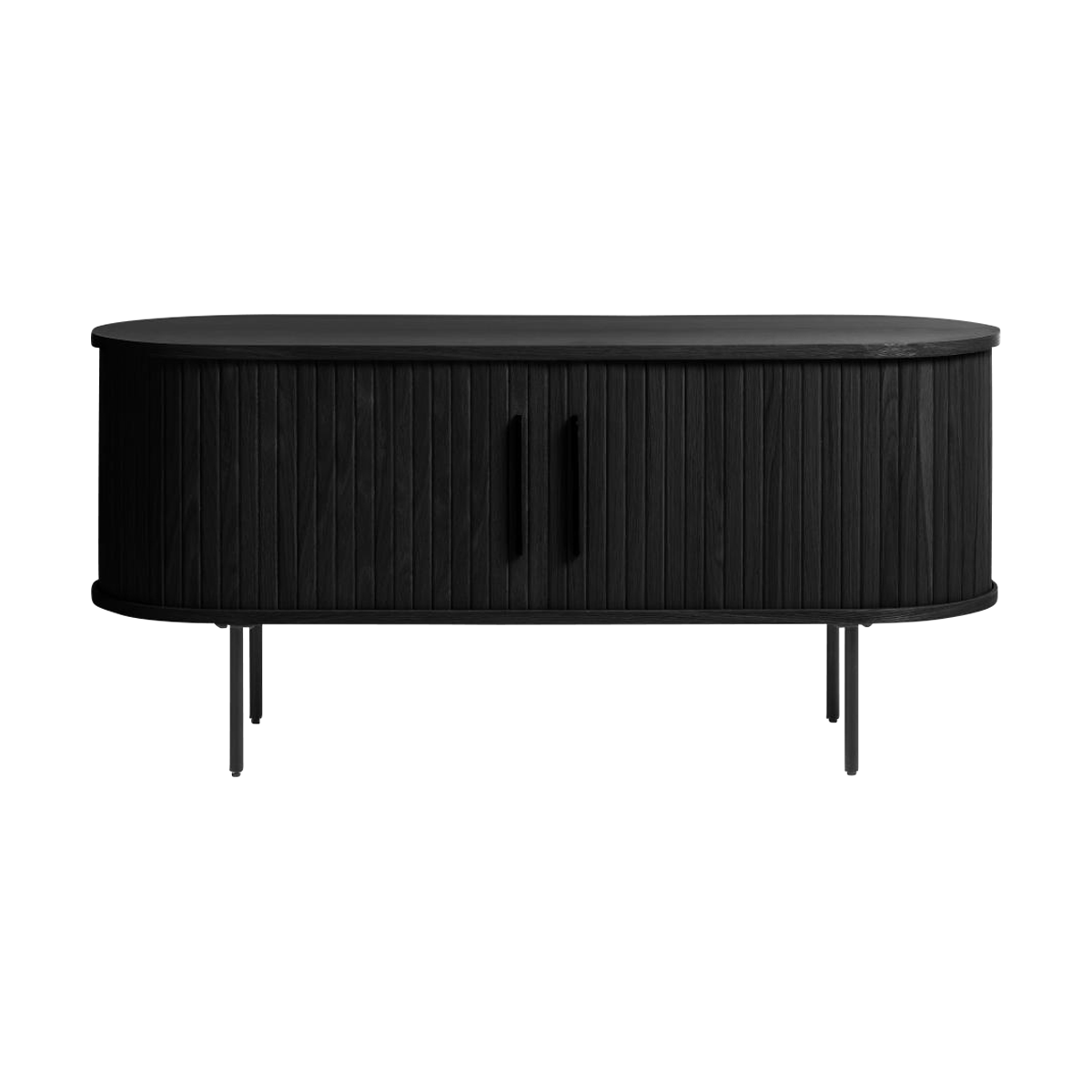 Olivine Lenn TV meubel Zwart - Hout - Zwarte Poten - B 120 cm