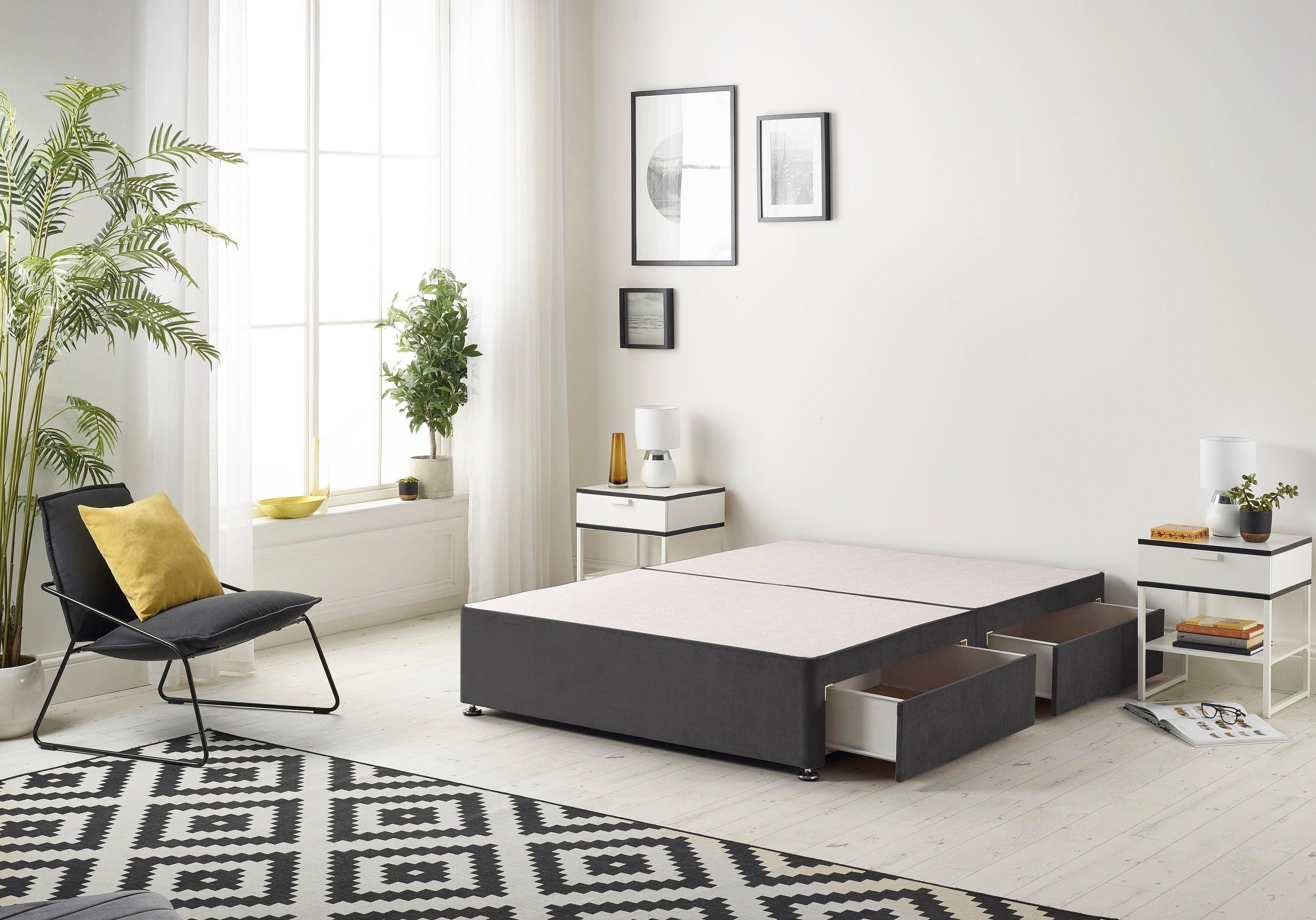 Somnior Universal Divan Bed Base with 2 Drawers Plush Velvet